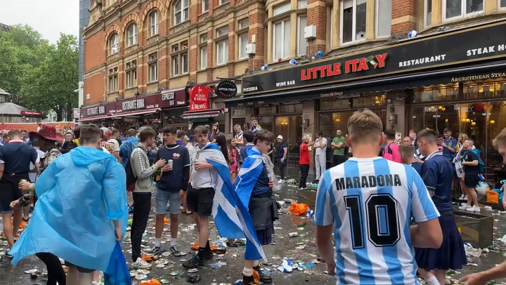 Vast amounts of litter in the streets as the Tartan Army gather to watch Euro 2020