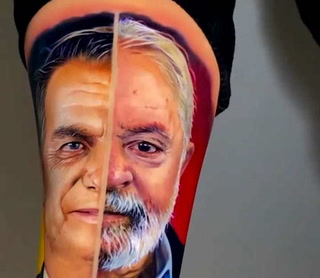 Un hombre se tatuó las caras de Lula da Silva y Jair Bolsonaro
