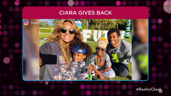 Ciara and kids kitted out in team gear as they root for Russell