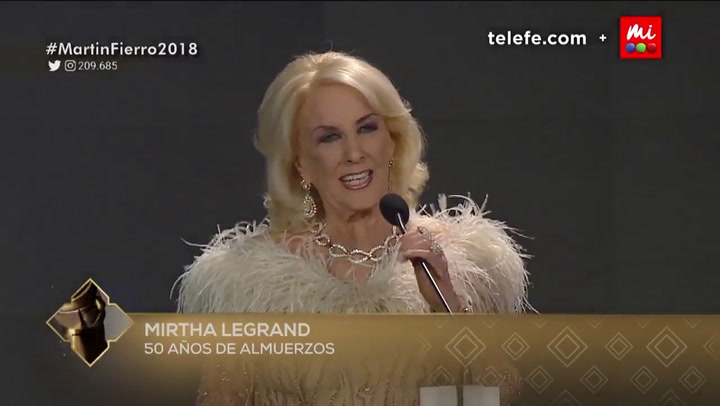 La emoción de Mirtha Legrand luego de su homenaje por los 50 años en la TV - Fuente: TW @telefe