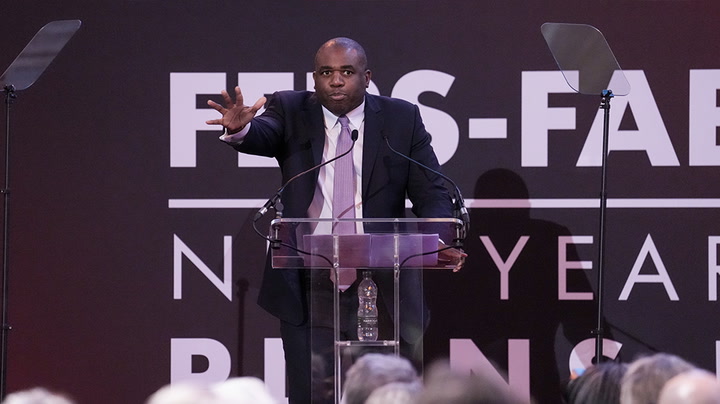David Lammy dashes off stage as speech interrupted by pro-Palestinian protesters