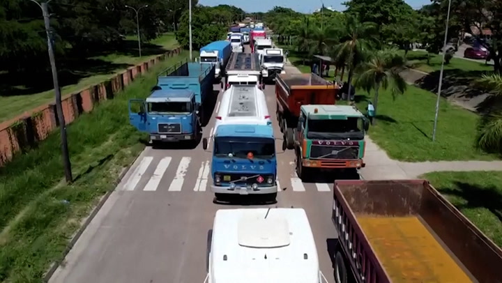 Hundreds of Bolivian protestors in trucks block highway after arrest of opposition leader