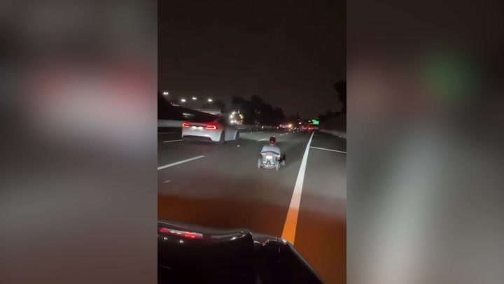 YouTuber drives down freeway on go-kart