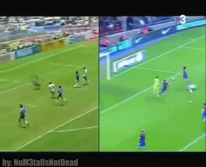 La comparación del gol de Maradona a Inglaterra con el gol de Messi al Getafe - Fuente: YouTube