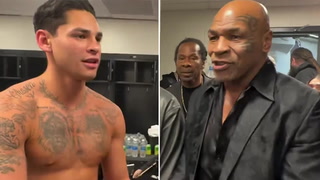 Mike Tyson welcomed into Ryan Garcia’s dressing room by string quartet