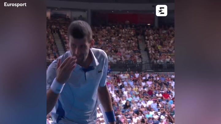 Novak Djokovic blows kiss to Nick Kyrgios after winning point against Fritz