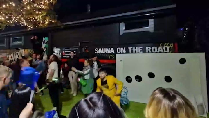 Finland's Kaarija keeps Eurovision party going outside his mobile sauna truck