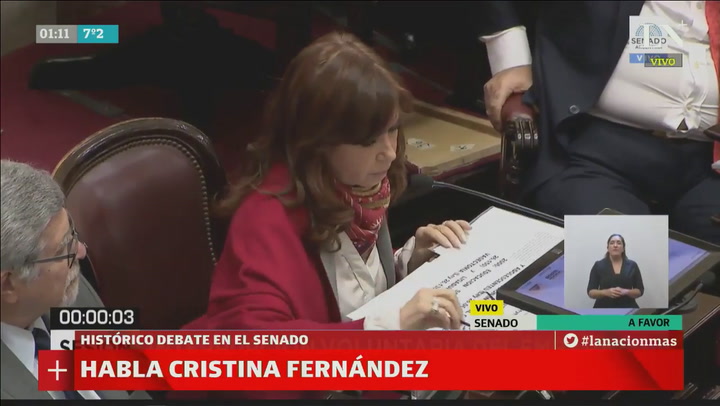 Aborto: la exposición completa de Cristina Fernández de Kirchner en el Senado