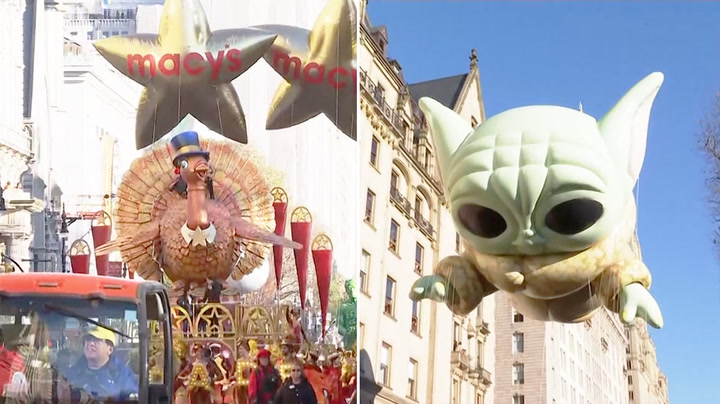 Giant turkey and Baby Yoda fly high in Thanksgiving Parade across New York City