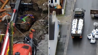 Drone footage shows WW2 bomb being driven through Plymouth streets