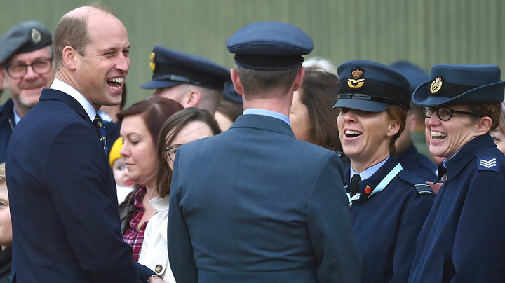 Prince William asked who he wants to win I'm a Celeb during RAF Coningsby visit