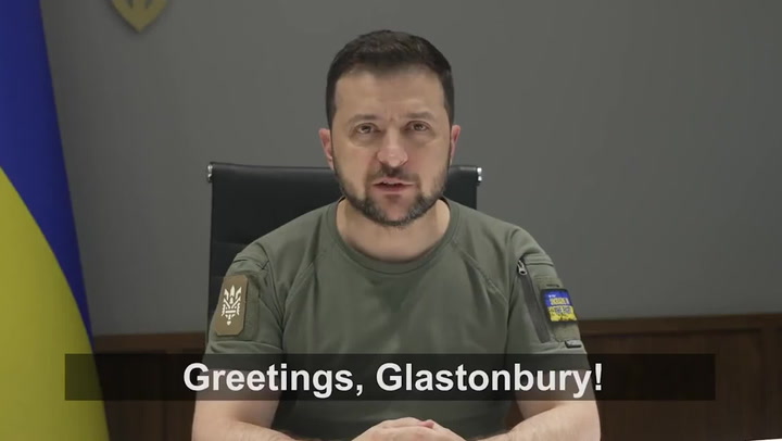 Volodymyr Zelensky addresses Glastonbury as 'the greatest concentration of freedom'