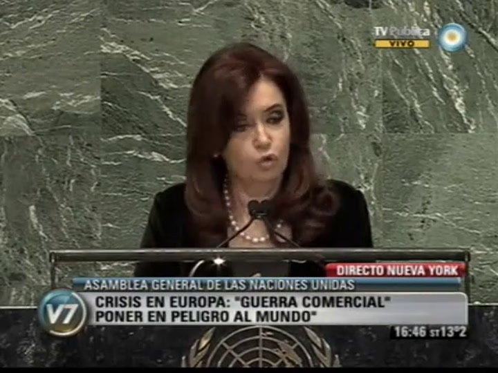 Cristina Kirchner le contesta a la presidenta del FMI (Canal 7)