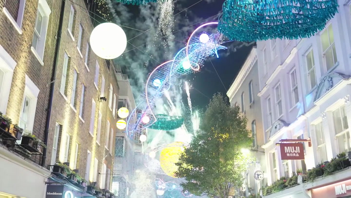 Moment London's Carnaby Street lights up with 2023 Christmas display