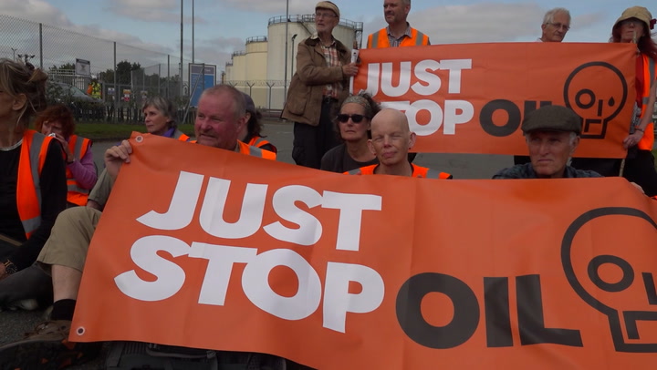 Just Stop Oil protesters block main entrance to Kingsbury Oil Terminal near Birmingham