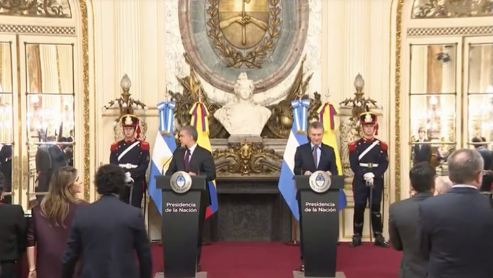 La declaración conjunta de Macri y Duque - Fuente: Casa Rosada