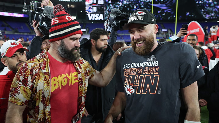 Travis and Jason Kelce thank Taylor Swift's fans after podcast wins award