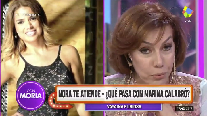 El enojo de Nora Cárpena con Marina Calabró - Fuente: América tv