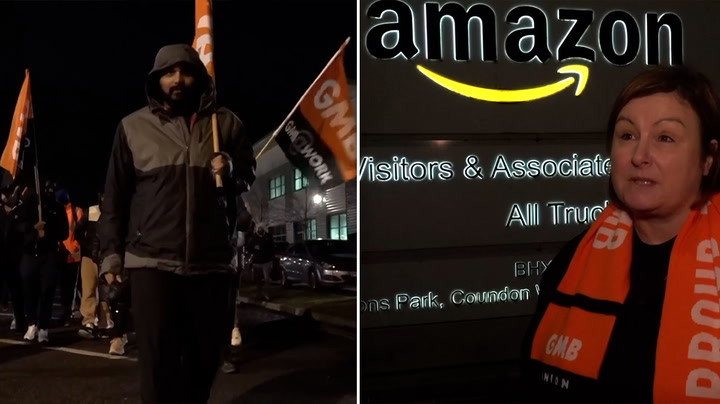 Amazon workers picket outside warehouse as Black Friday strike begins