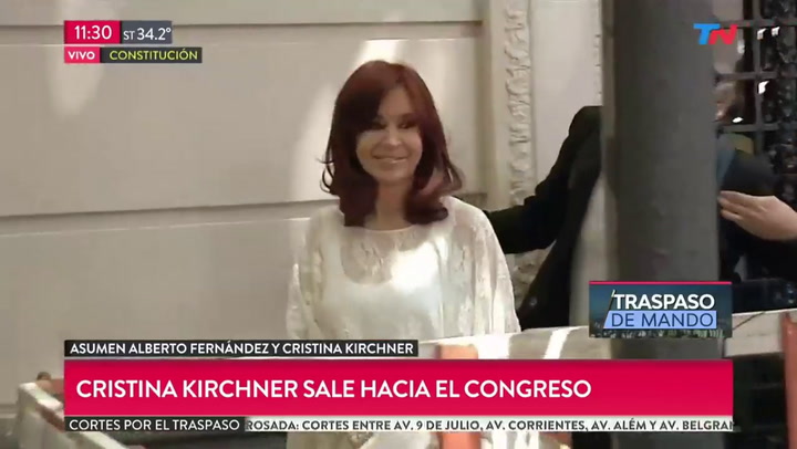 La salida de Cristina Fernández de Kirchner rumbo al Congreso de la Nación - Cortesía TN