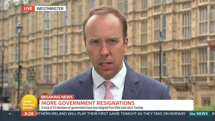 Matt Hancock 'assumed' Boris Johnson would resign after losing cabinet