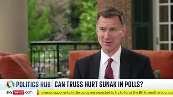 Jeremy Hunt refuses to say 'anything negative' about Liz Truss