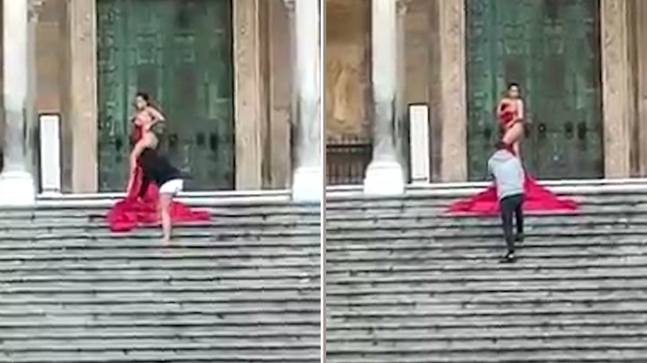 Canadian influencer poses for nude photoshoot on steps of Amalfi cathedral
