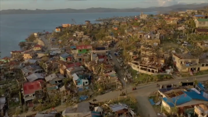 Philipines Typhoon Rai: Drone footage shows devastation as death toll hits 375