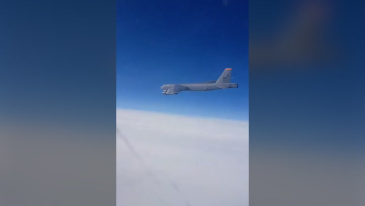 Russian SU-35 fighter jet intercepts two US B-52 nuclear bombers over Baltic Sea