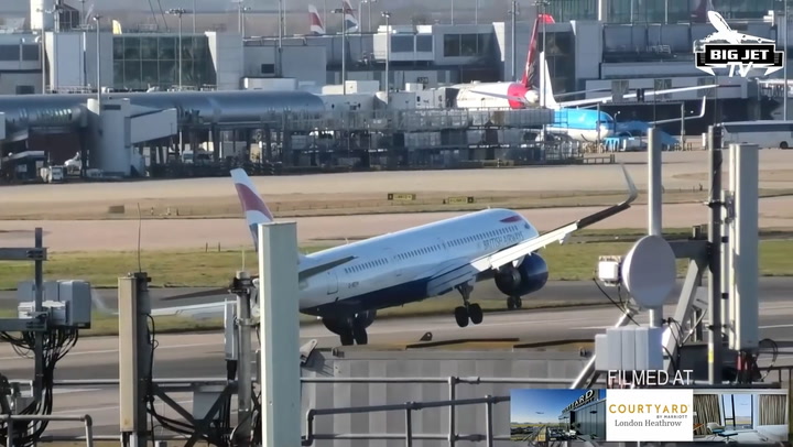 British Airways plane almost rolls over in 90mph winds