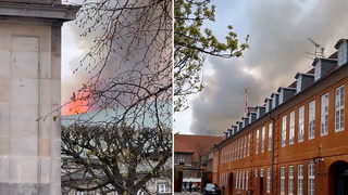 Smoke billows as fire breaks out at Copenhagen’s Old Stock Exchange