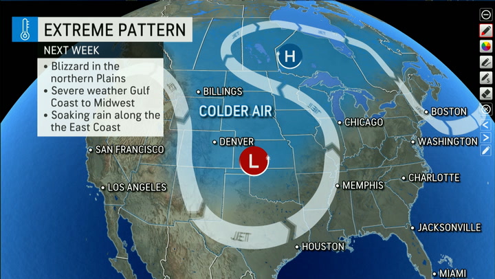 Monstrous storm expected to bring blizzards and tornadoes to the central US next week
