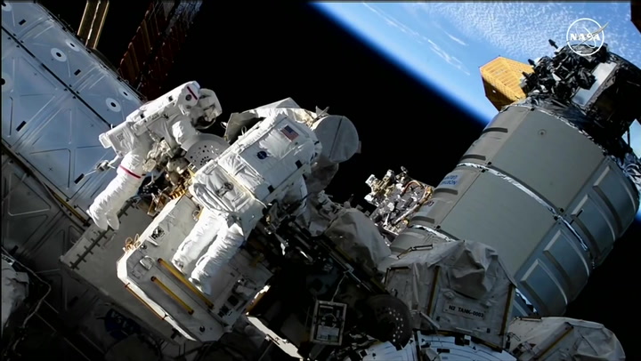 All-female Nasa astronaut team depart International Space Station on spacewalk