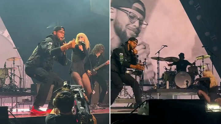 Steph Curry joins Paramore on stage to sing 'Misery Business' with Hayley Williams.mp4