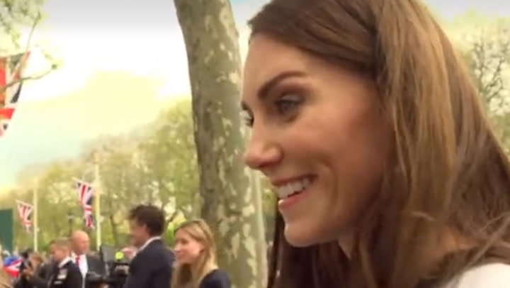 ‘Are you tired?’: William and Kate greet crowds outside Buckingham Palace