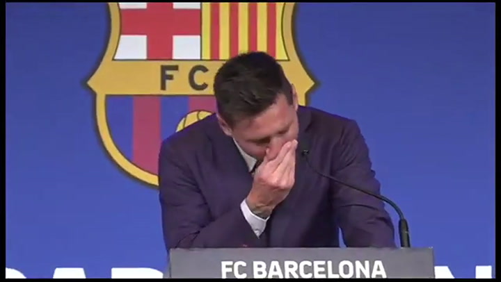 La emoción de Lionel Messi en la despedida de Barcelona