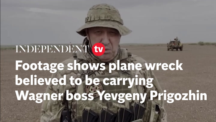 Footage shows plane wreck believed to be carrying Wagner boss Yevgeny Prigozhin