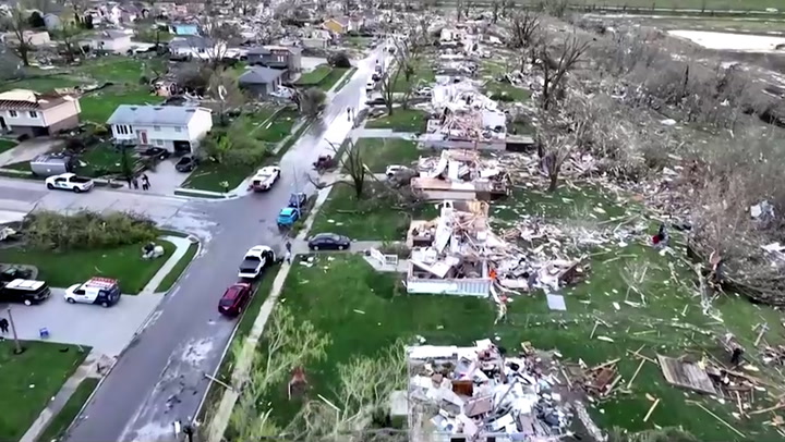 Drone footage shows devastating tornado aftermath in Nebraska
