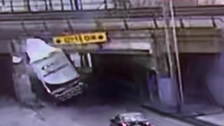 Lorry roof ripped off by bridge notorious for damaging vehicles in Kansas